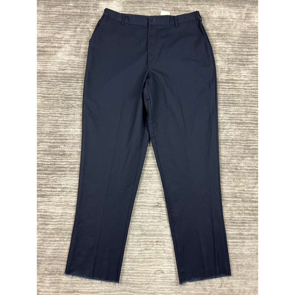 Red Kap Pant Women 20 Navy Blue PT61 Industrial Work Uniform Elastic Raw Hem
